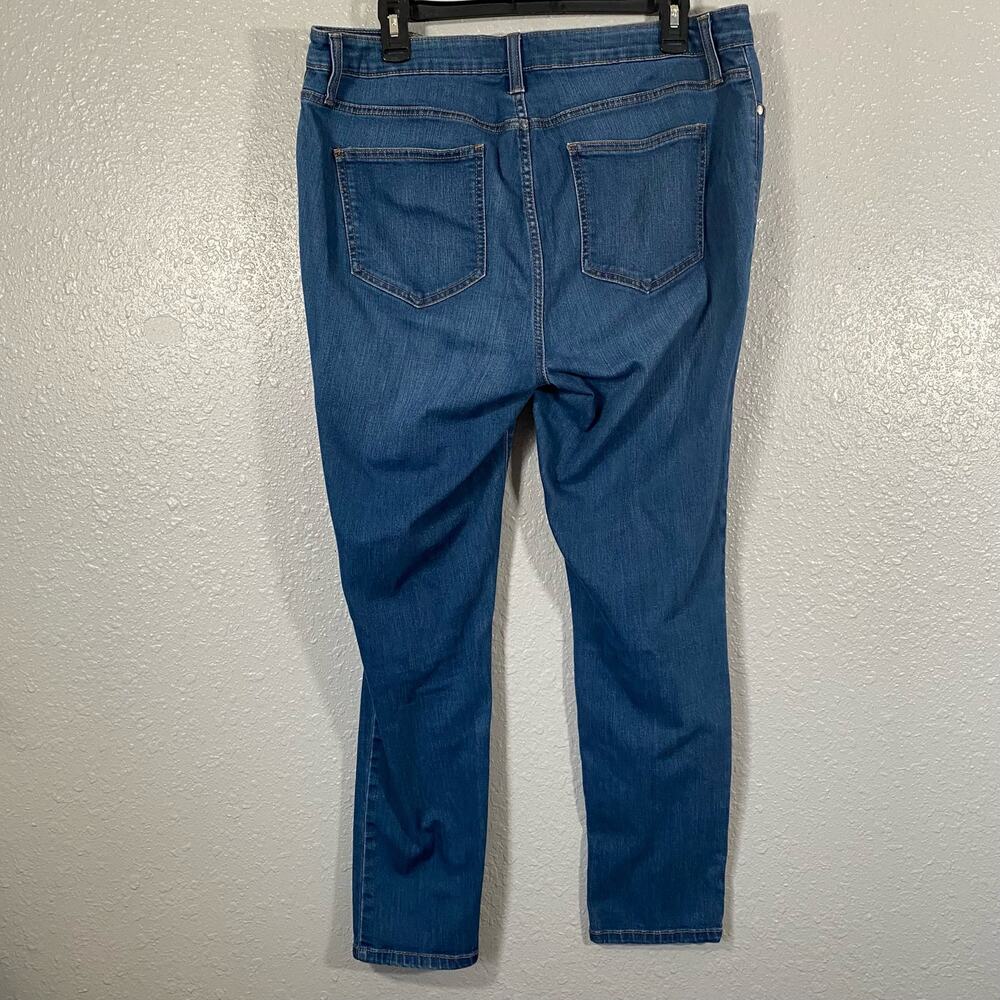 Nine West Womens 16 Jeans Bottoms Denim Blue Pants Whisker Skinny Plus Medium - Picture 2 of 6